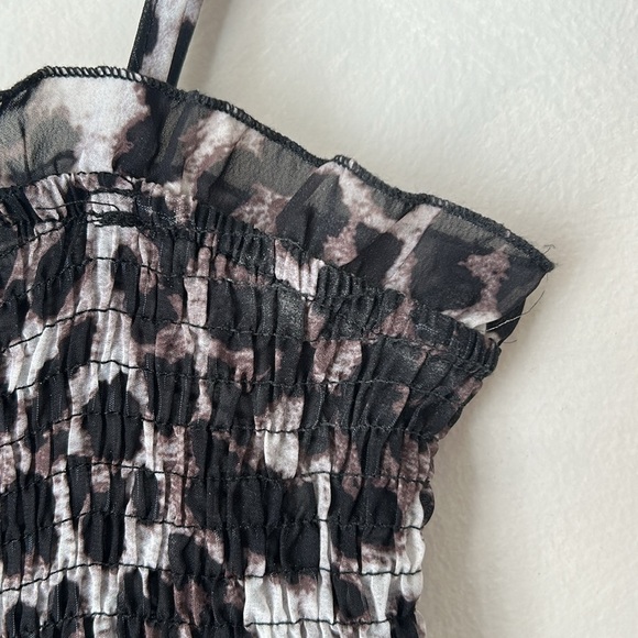 MABLE VIDA STRAP SMOCKED MAXI DRESS LEOPARD ruched ruffled - Picture 6 of 11